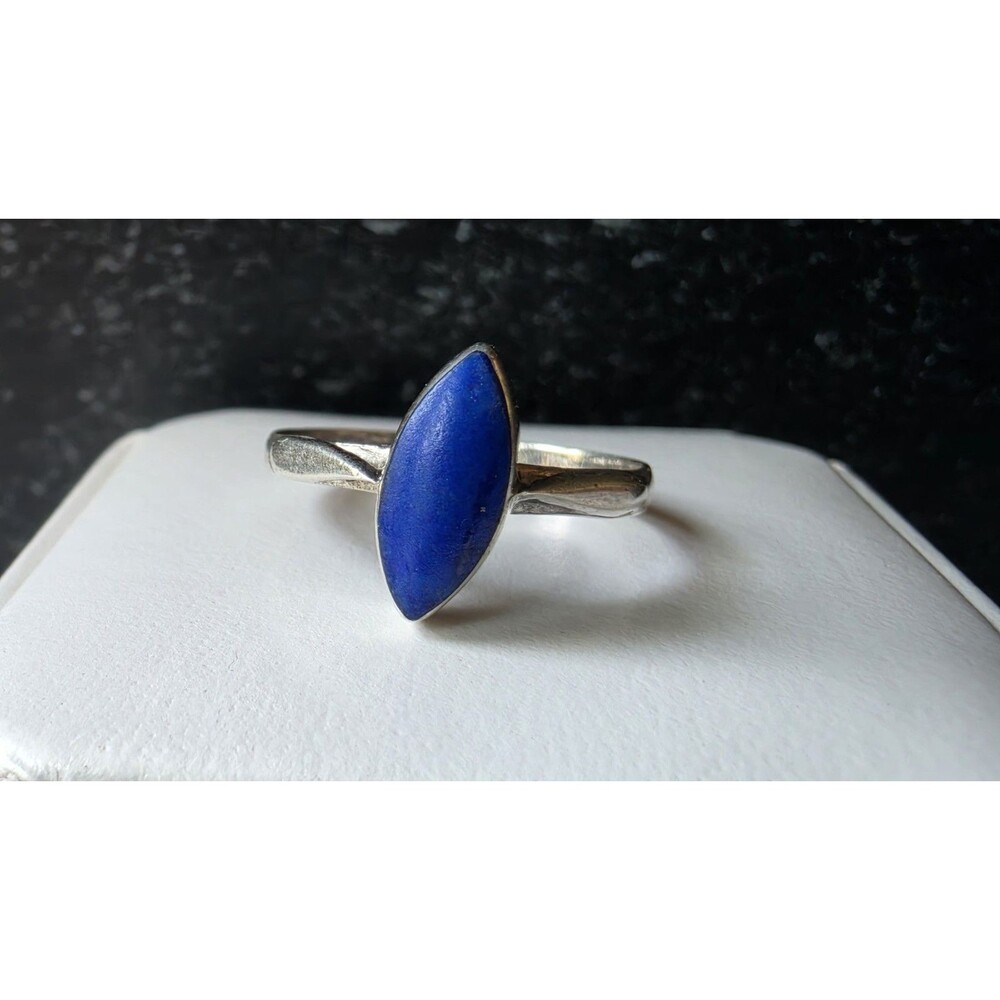 925 Sterling Silver Lapis Lazuli Ring Size US 7.25 Vintage